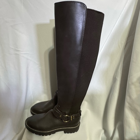 New Tommy Hilfiger Women’s Jiola Lug Sole Knee High Brown Riding Boot Size 6M - Picture 7 of 16